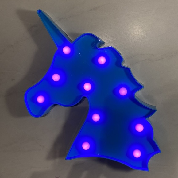 Other - Lightup unicorn 🦄 room decor 10” x 9.5” x 1” standing turquoise blue periwinkle
